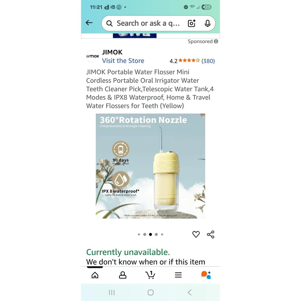 JIMOK Candy Portable‎ Water Flosser Oral Irrigator Teeth Cleaner - Blue